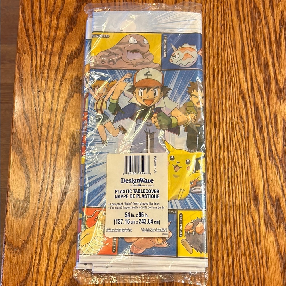 NWT Pokémon Nintendo 1998 Vintage Designware Plastic Party Tablecover 54 X 96